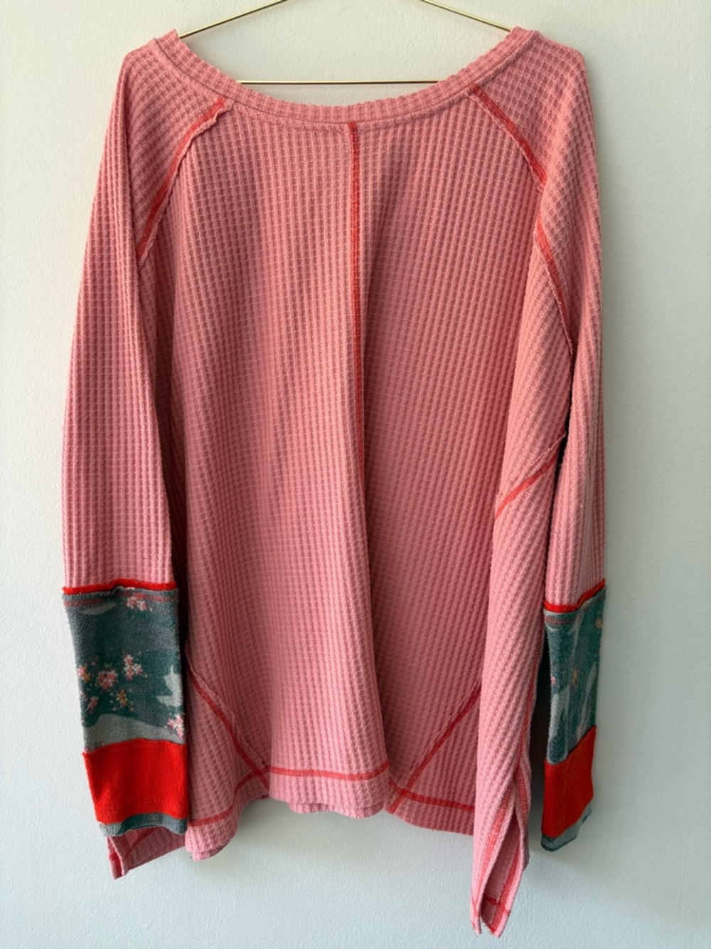 Free People We The Free Lovin Leopard Thermal Oversized Pink Top - Picture 4 of 4